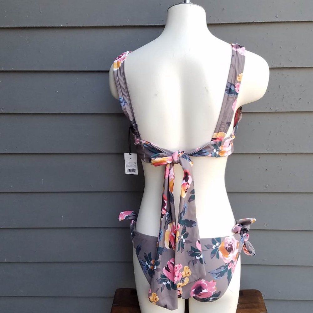 NWT Shade & Shore Taupe Floral Bikini size Medium - Picture 8 of 15